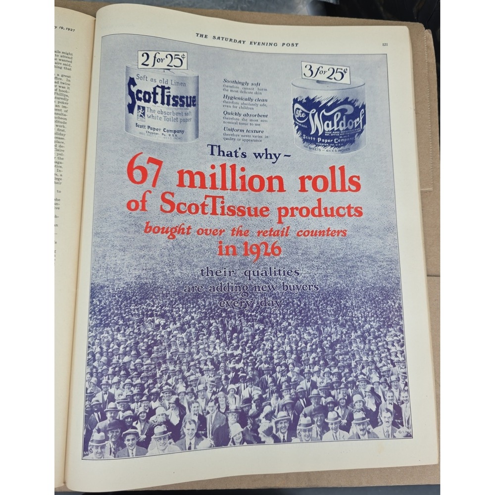 Vintage‎ 1927 Scot Tissue Advertisement Collectible Paper Ephemera